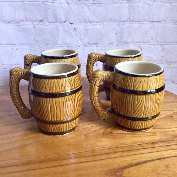 Vintage Old Kentucky Root Beer Barrel Ceramic Mugs - Set of 4 - Picture 3 of 9